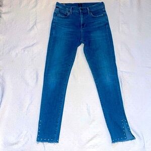 Citizens of Humanity Jeans Embellished Fray Hem Size 26 Rocket High-rise